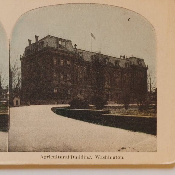 Antique STEREOGRAPH CARD Agricultural Building, Washington - Picture 2 of 3